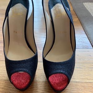 Christian Louboutin Lady Peep Sling Glitter
